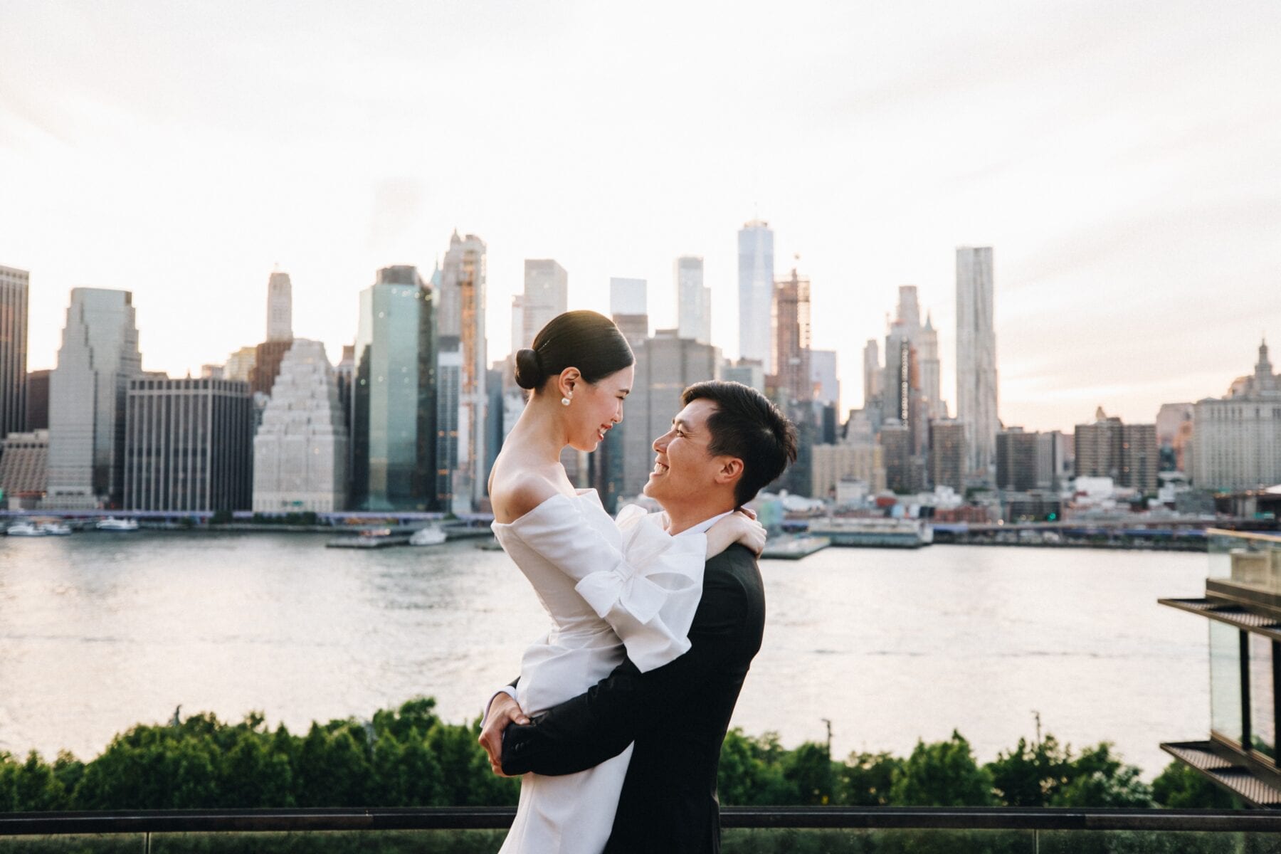 Bride and Groom after ceremony at One Hotel Brooklyn Bridge