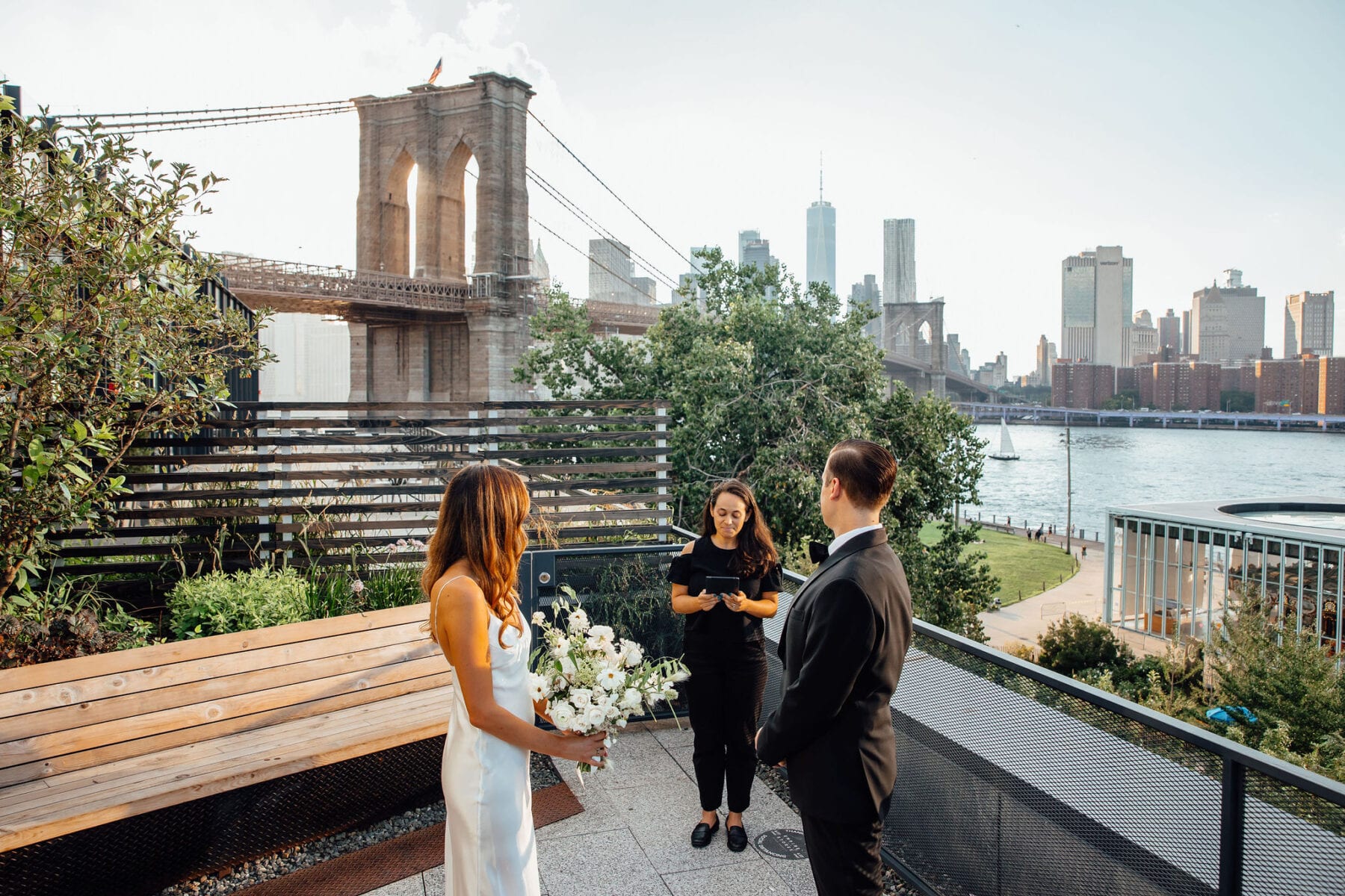 Dumbo Micro Wedding during Covid by Larisa Shorina Wedding ceremony with the Brooklyn Bridge views