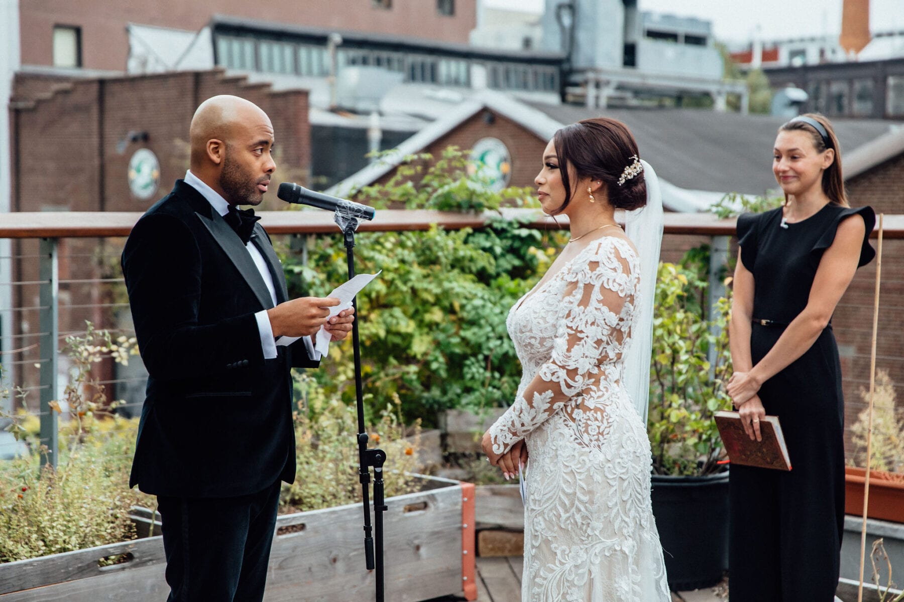 Groom reading his vows