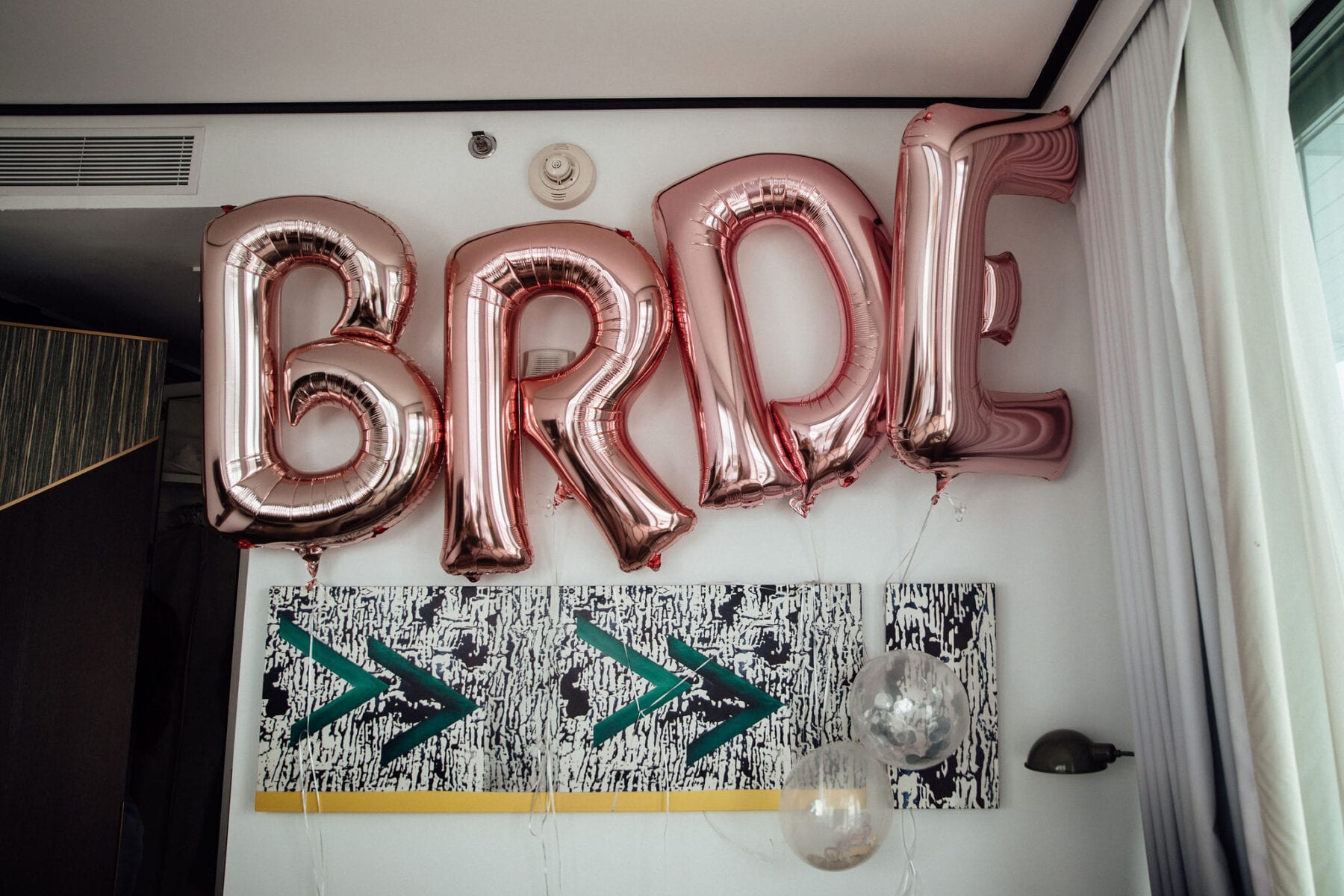 Bride balloons at the William Vale Hotel