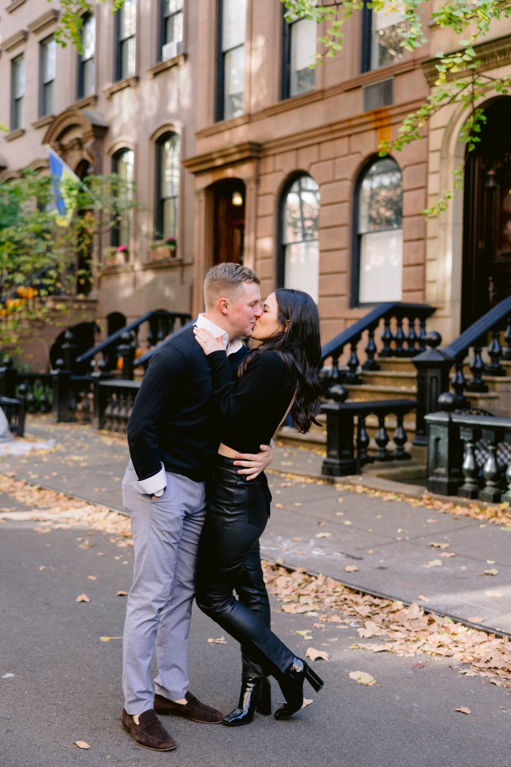 Chic Autumn New York Engagement in West Village with Dog - Larisa Shorina Photography - Elegant Modern Weddings