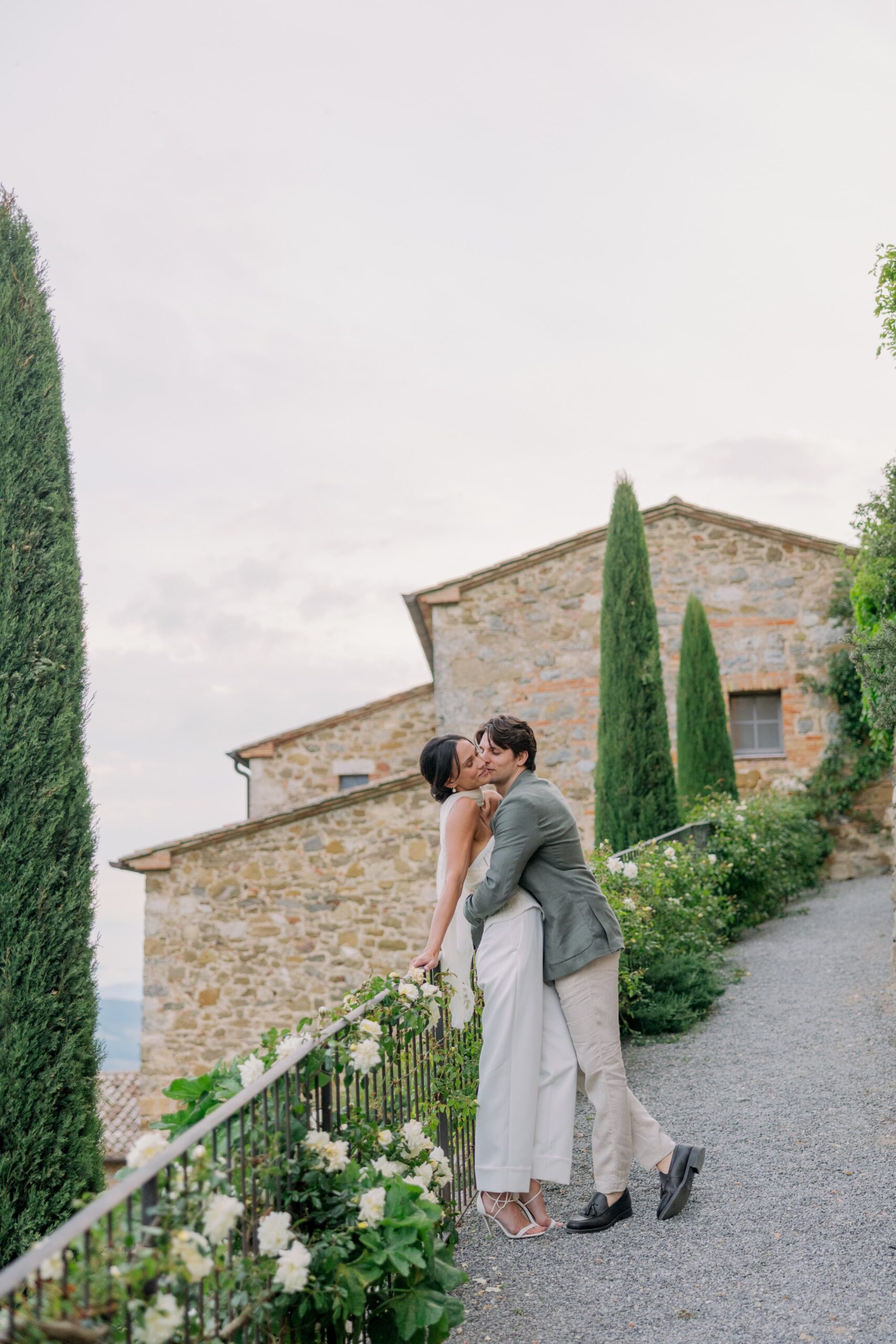 Bride wore Danielle Frankel bustier top for her Italian Welcome Dinner