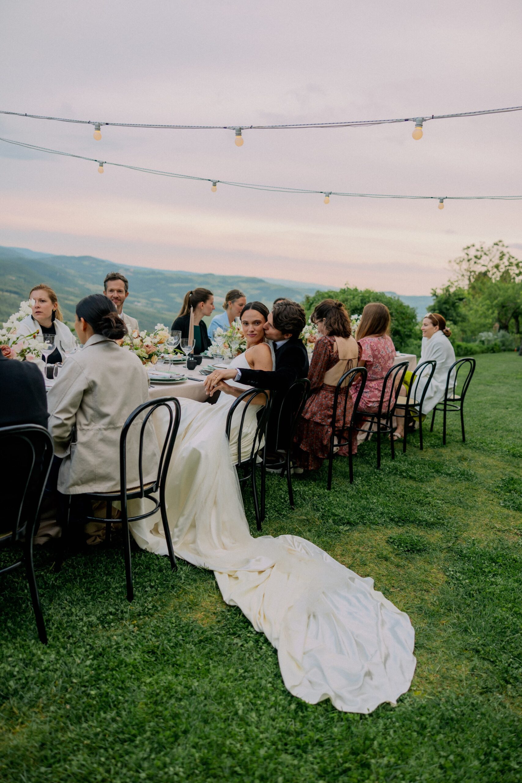 Intimate chic wedding reception in Tuscany Italy