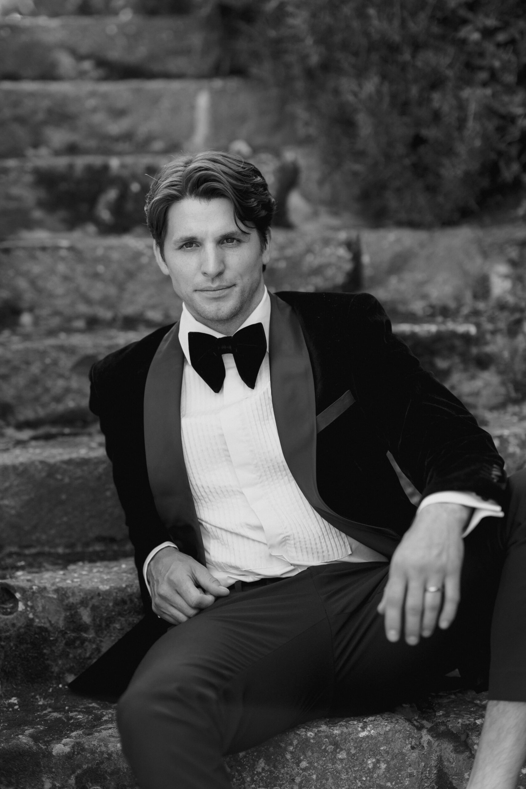 Groom in tux Italian wedding inspiration