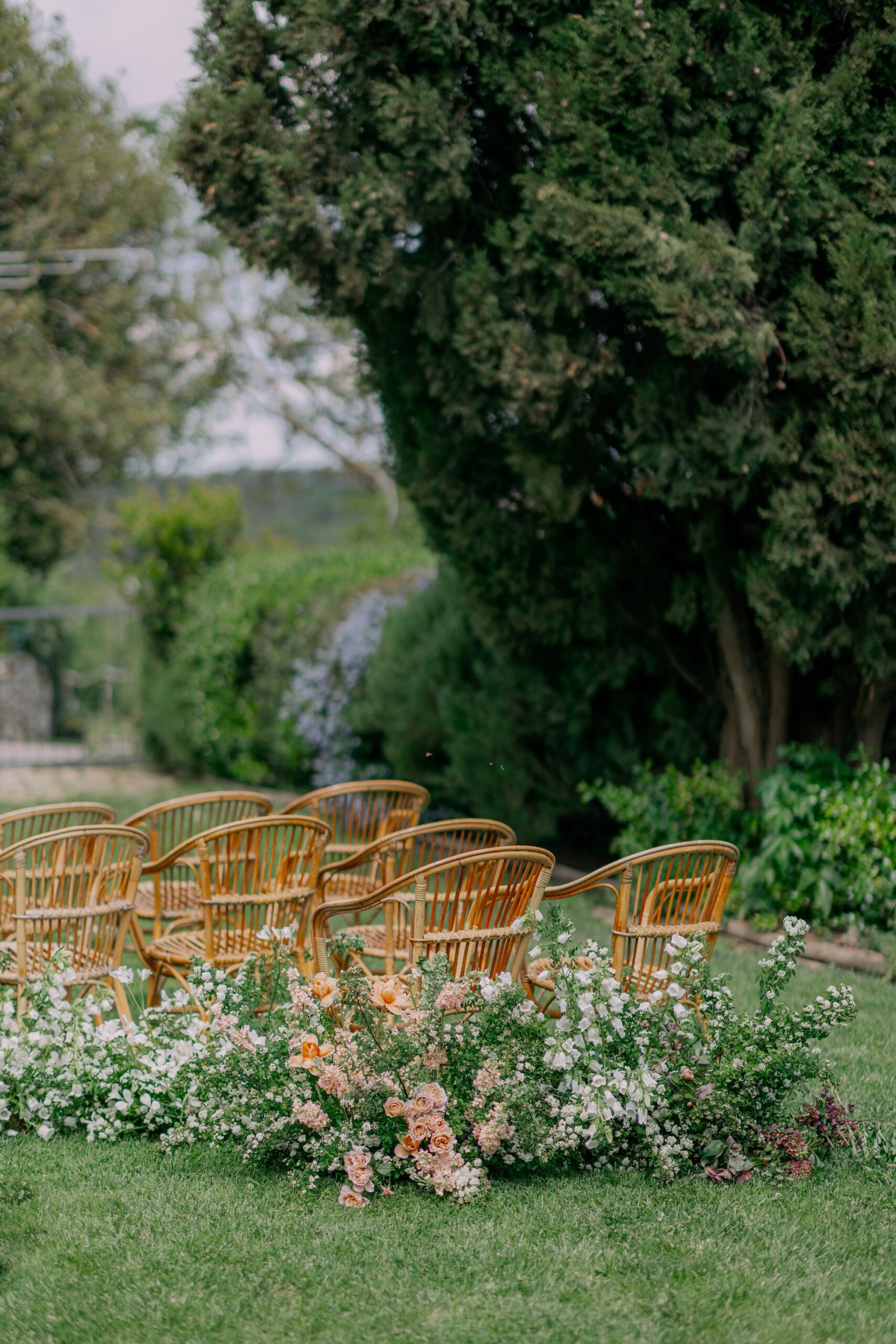 Intimate chic wedding reception in Tuscany Italy